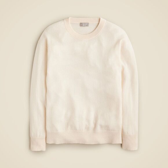 NWT J CREW Cashmere relaxed crewneck sweater in Hthr Muslin ivory - Picture 5 of 7